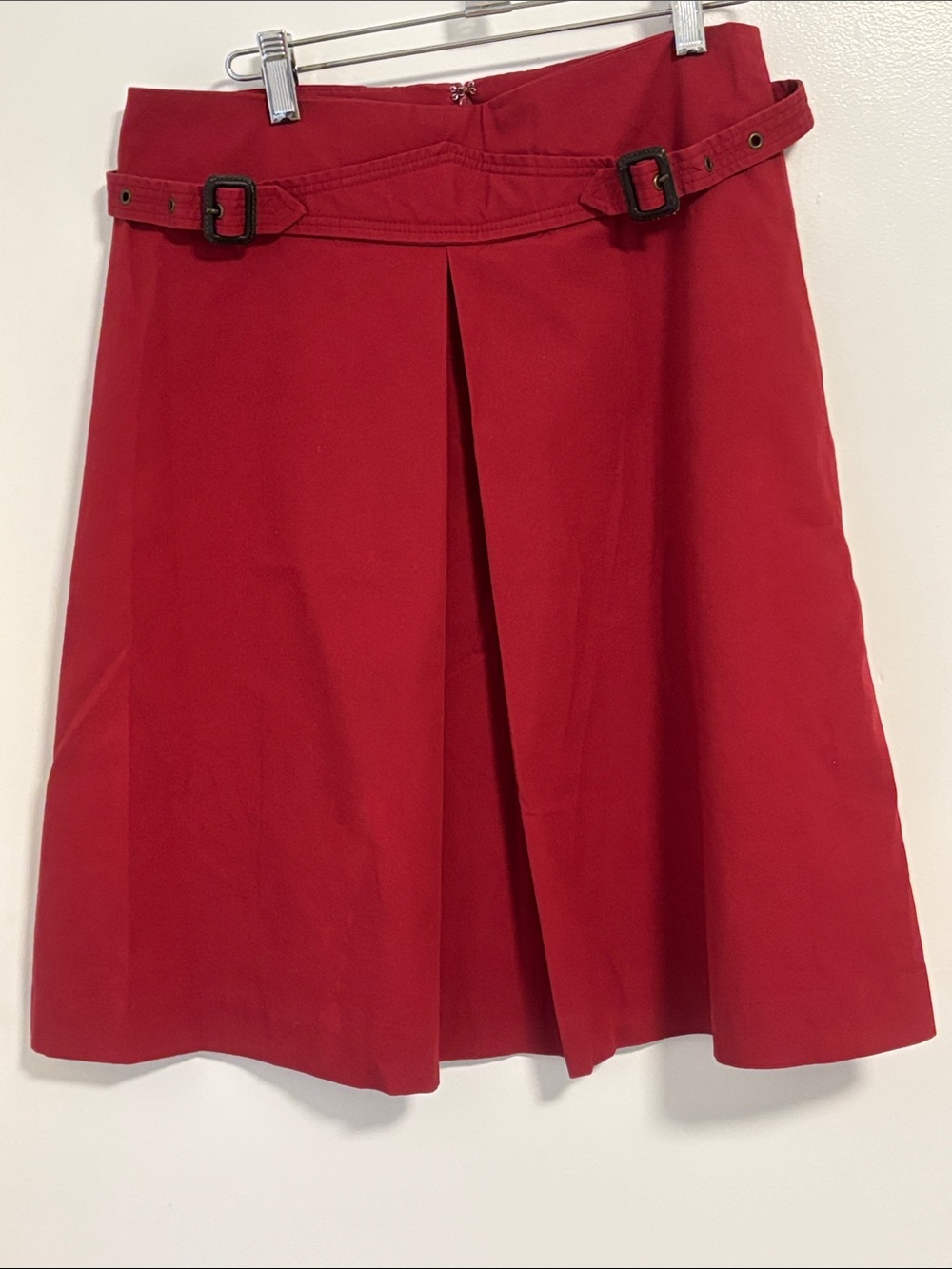 Sitwell Anthropologie Women's Red A-Line Belted Skirt